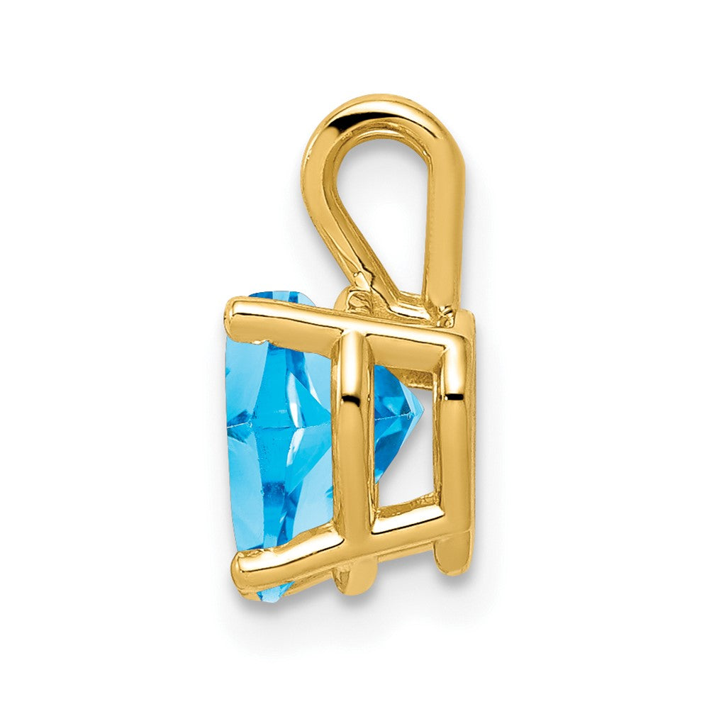 14k 7mm Heart Blue Topaz Pendant