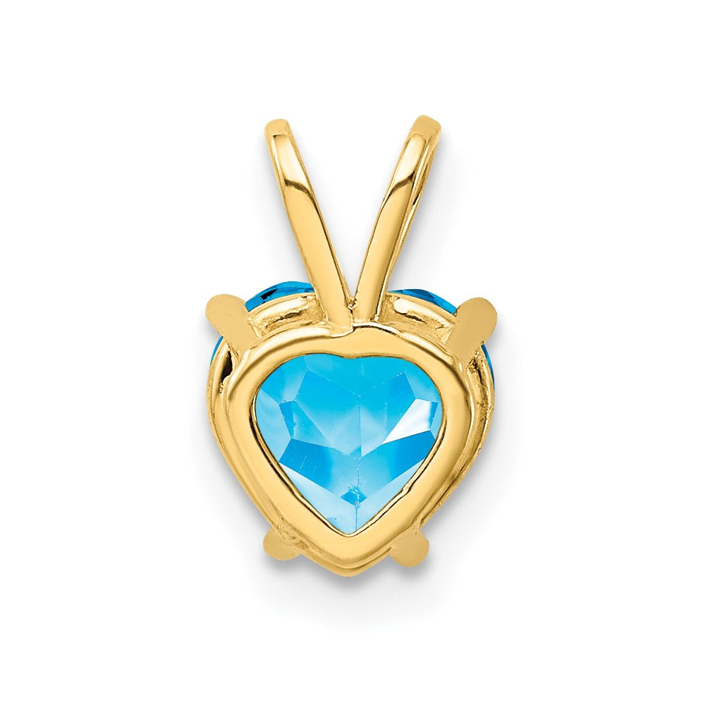 14k 7mm Heart Blue Topaz Pendant