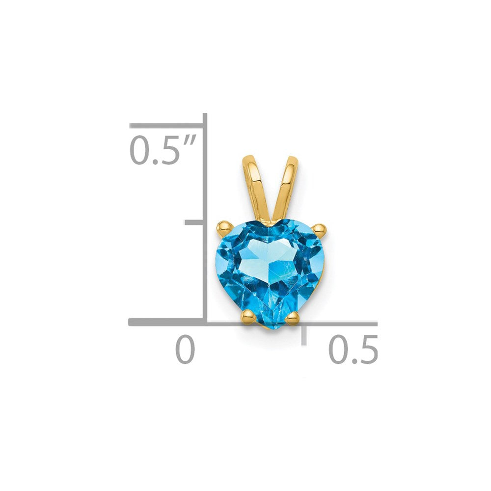14k 7mm Heart Blue Topaz Pendant