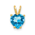 14k 7mm Heart Blue Topaz Pendant