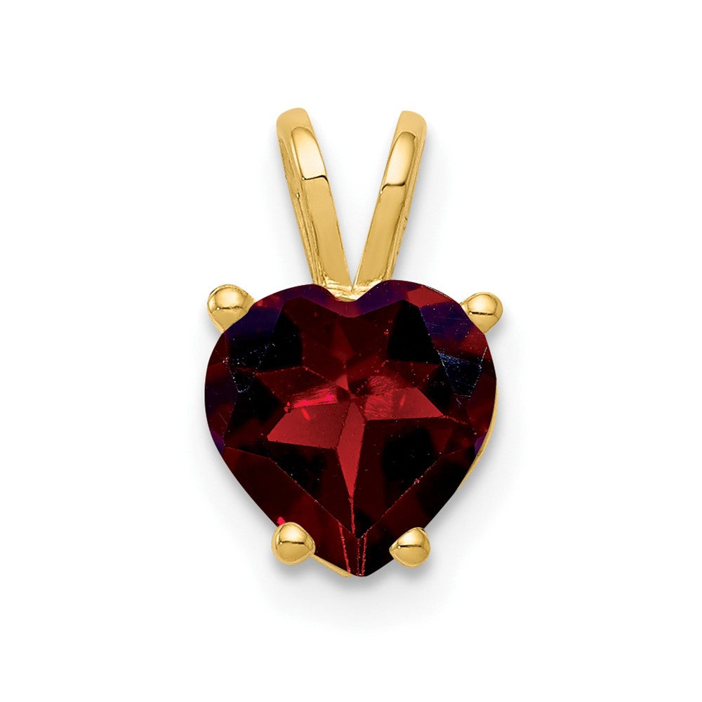 14k 7mm Heart Garnet Pendant