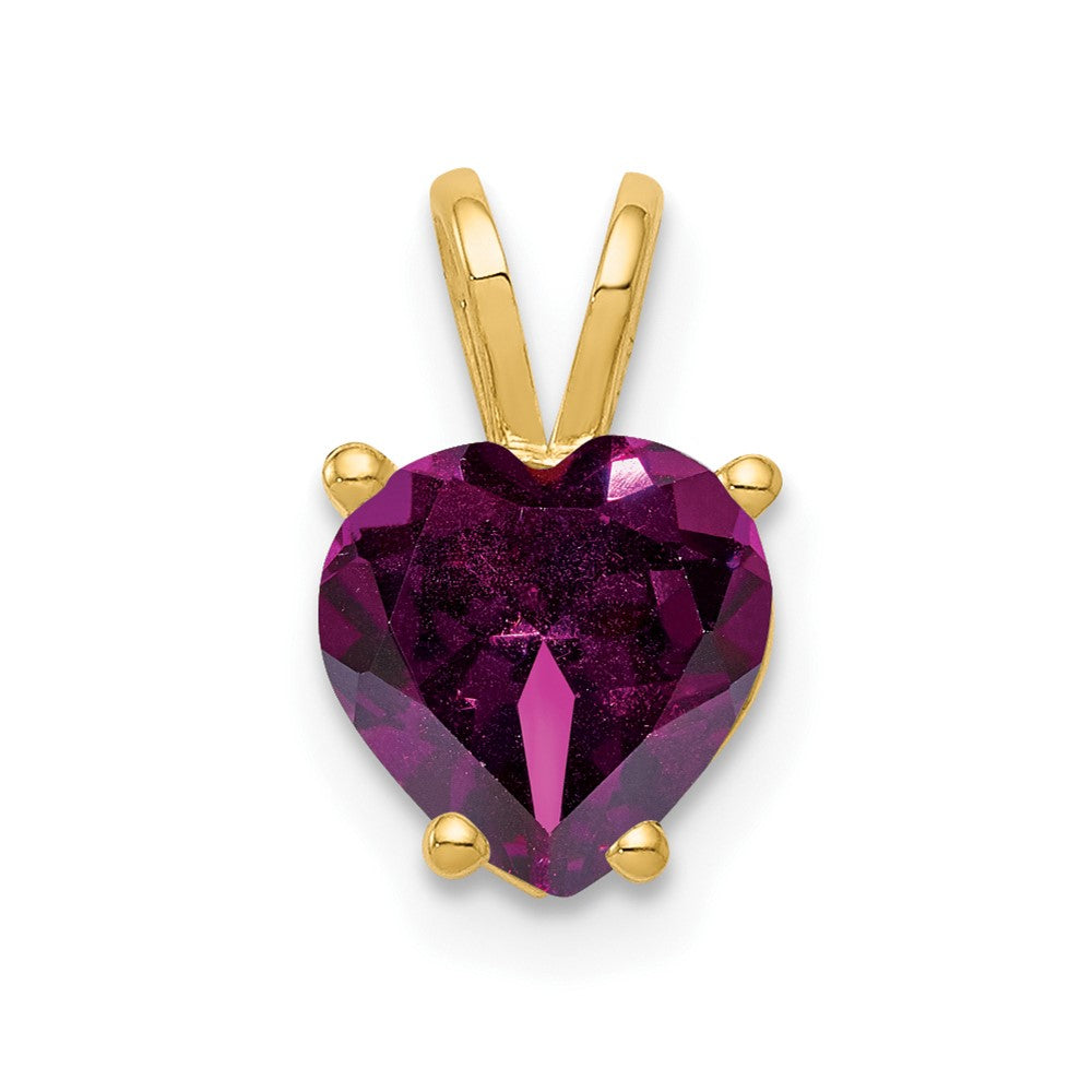 14k 7mm Heart Rhodolite Garnet Pendant
