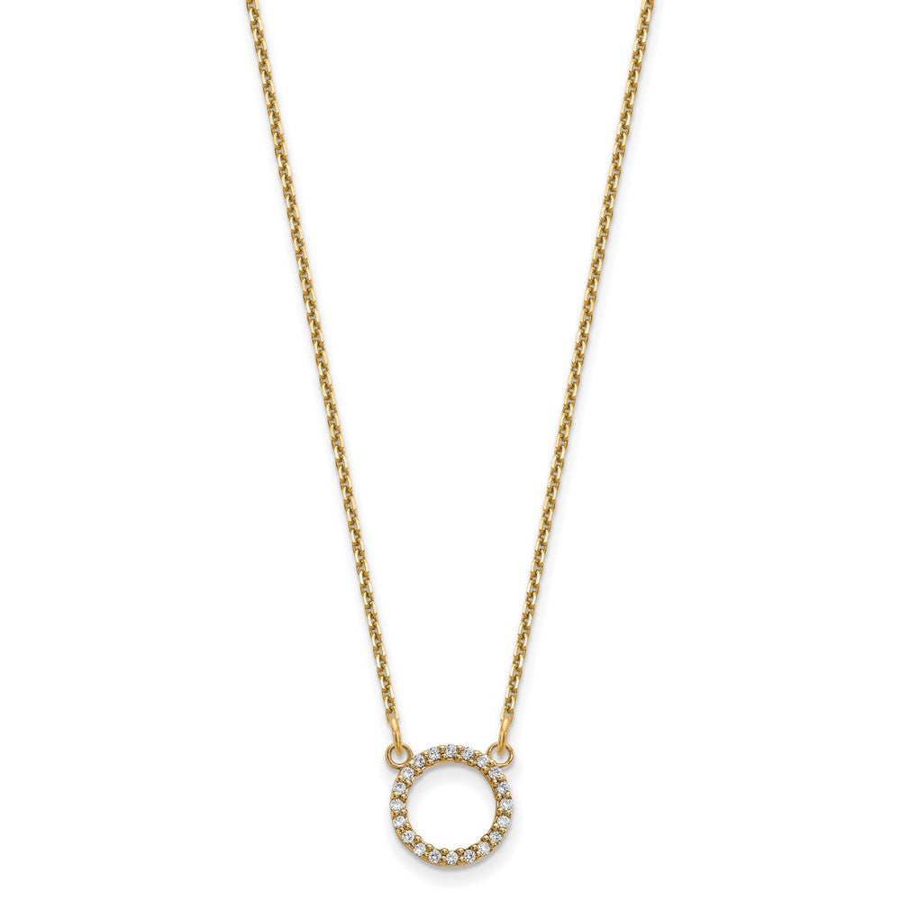 14k Polished 1/15 carat VS Diamond Open Circle 18 inch Necklace