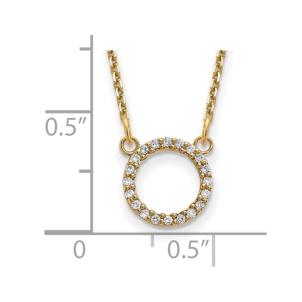 14k Polished 1/15 carat AAA Diamond Open Circle 18 inch Necklace