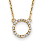 14k Polished 1/15 carat AA Diamond Open Circle 18 inch Necklace