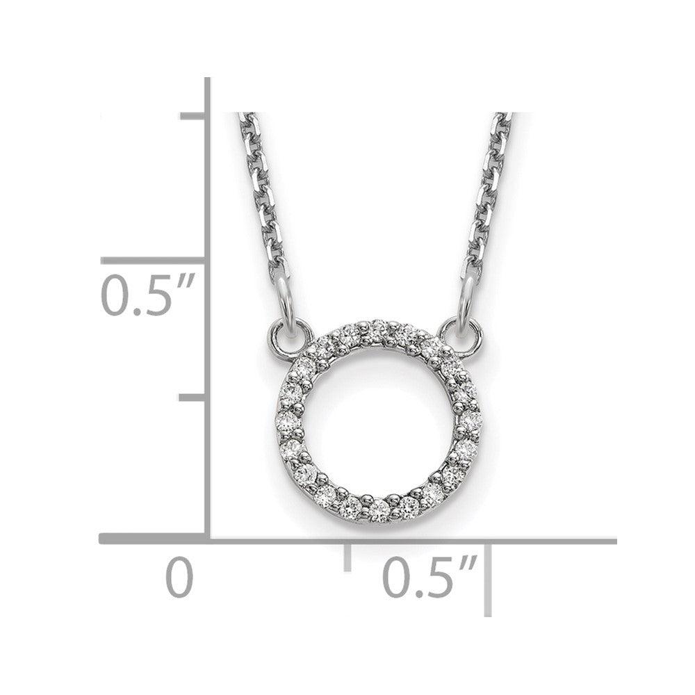 14k White Gold Polished 1/15 carat A Diamond Open Circle 18 inch Necklace