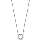 14k White Gold Polished 1/15 carat A Diamond Open Circle 18 inch Necklace