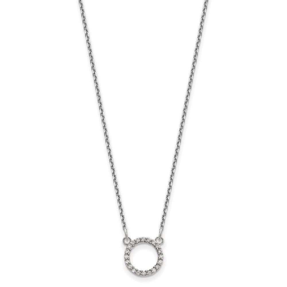14k White Gold Polished 1/15 carat VS Diamond Open Circle 18 inch Necklace