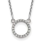 14k White Gold Polished 1/15 carat AA Diamond Open Circle 18 inch Necklace
