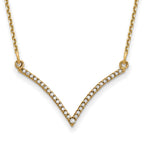14k Polished 1/8 carat Diamond 18 inch V-Necklace