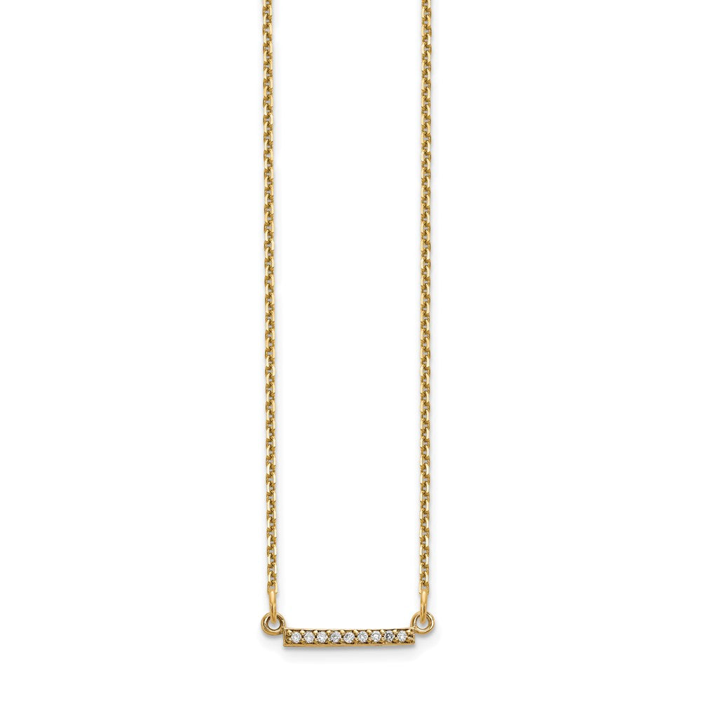 14k Polished 1/20 carat AA Diamond Tiny Bar without Chain