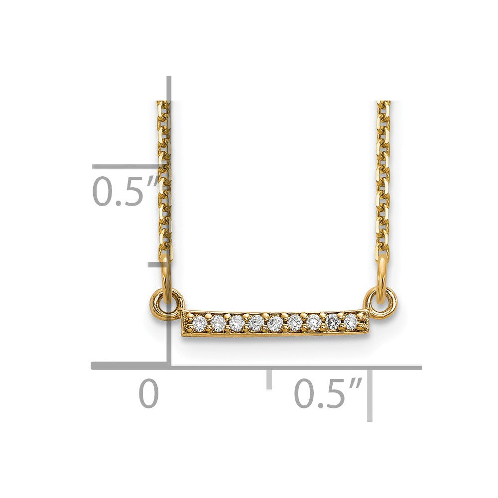 14k Polished 1/20 carat AAA Diamond Tiny Bar 18 inch Necklace