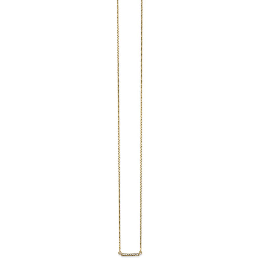 14k Polished 1/20 carat A Diamond Tiny Bar 18 inch Necklace