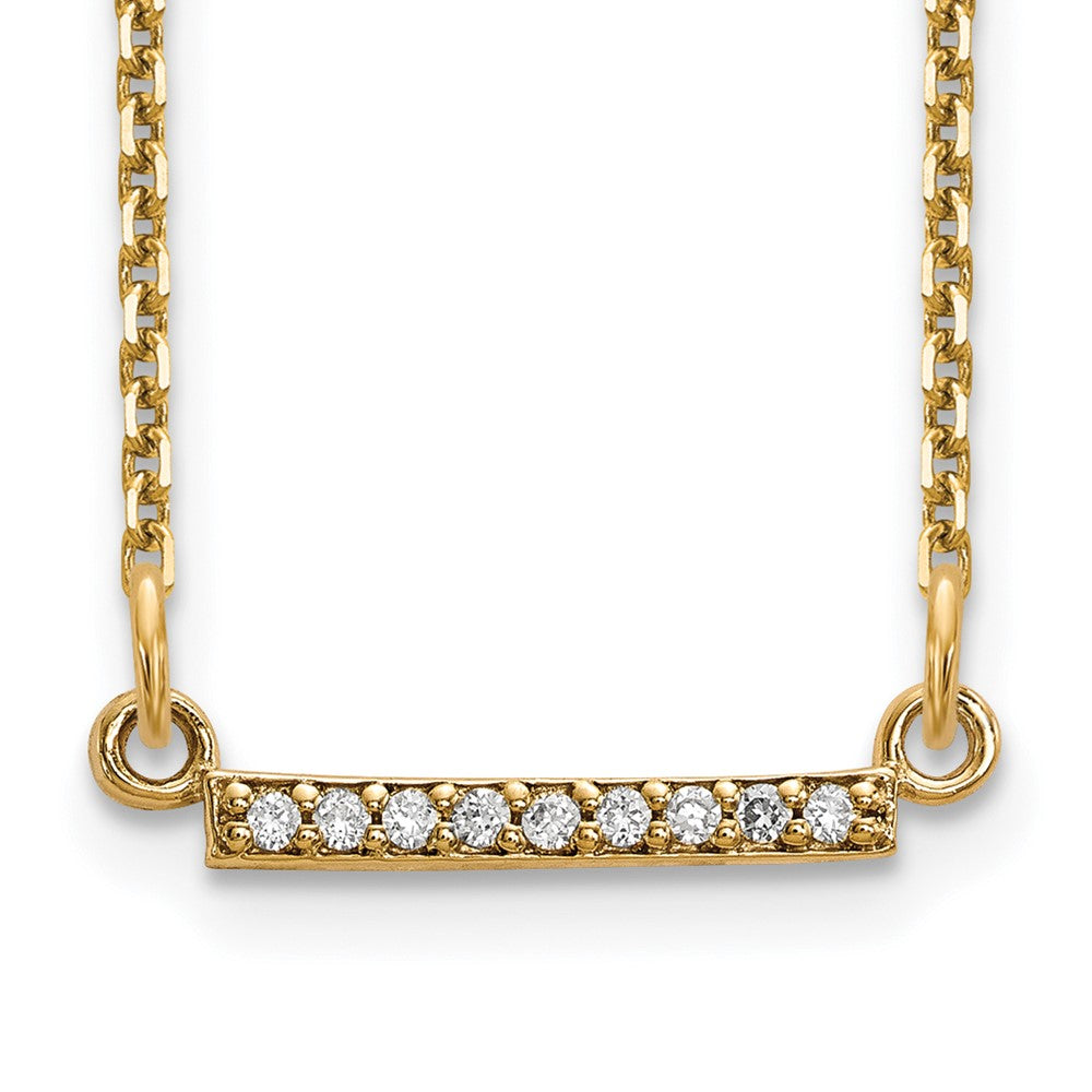 14k Polished 1/20 carat VS Diamond Tiny Bar 18 inch Necklace