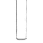 14k White Gold Polished 1/20 carat AA Diamond Tiny Bar 18 inch Necklace