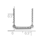 14k White Gold Polished 1/20 carat VS Diamond Tiny Bar 18 inch Necklace