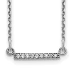 14k White Gold Polished 1/20 carat AA Diamond Tiny Bar 18 inch Necklace