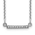 14k White Gold Polished 1/20 carat A Diamond Tiny Bar 18 inch Necklace