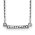 14k White Gold Polished 1/20 carat VS Diamond Tiny Bar 18 inch Necklace