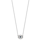 14k White Gold 1/4 carat Diamond and Sapphire Evil Eye 18 inch Necklace