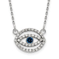 14k White Gold 1/4 carat Diamond and Sapphire Evil Eye 18 inch Necklace