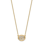 14k Polished 1/10 carat Diamond Halo Evil Eye 18 inch Necklace