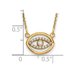 14k Polished 1/10 carat Diamond Halo Evil Eye 18 inch Necklace