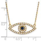 14k Polished 1/2 carat Diamond and Sapphire Medium Evil Eye 18 inch Necklace