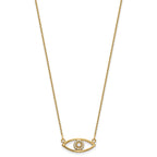 14k Polished 1/10 carat Diamond Small Evil Eye 18 inch