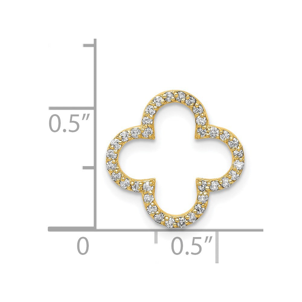 14k Polished 1/4 carat Diamond Small Quatrefoil Design Pendant