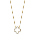 14k Polished 1/4 carat Diamond Quatrefoil Design 18 inch Necklace