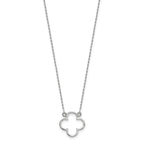 14k White Gold Polished Open Quatrefoil Design 18 inch Necklace