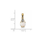 14k and Rhodium Genuine Opal Heart with Diamond Accent Pendant