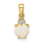 14k and Rhodium Genuine Opal Heart with Diamond Accent Pendant