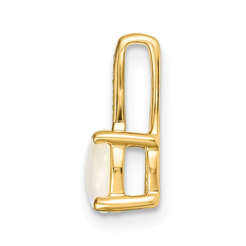 14k Round Opal and Diamond Slide Fits up to 4mm Fancy Omega Only