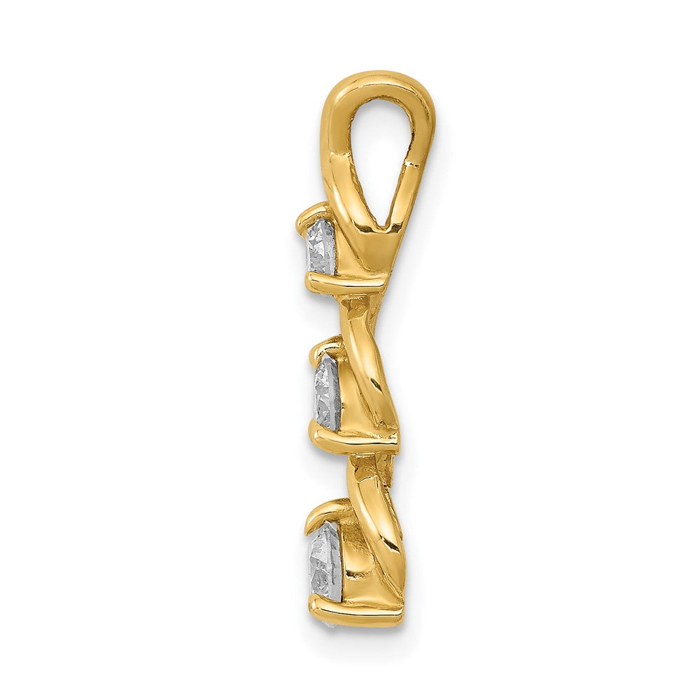 14k Complete 1/2 carat Three-stone AA Diamond Criss-Cross Chain Slide