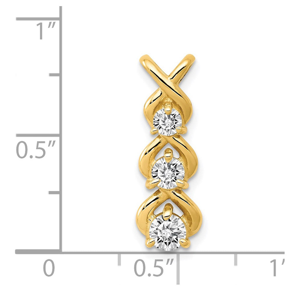 14k Complete 1/2 carat Three-stone AA Diamond Criss-Cross Chain Slide