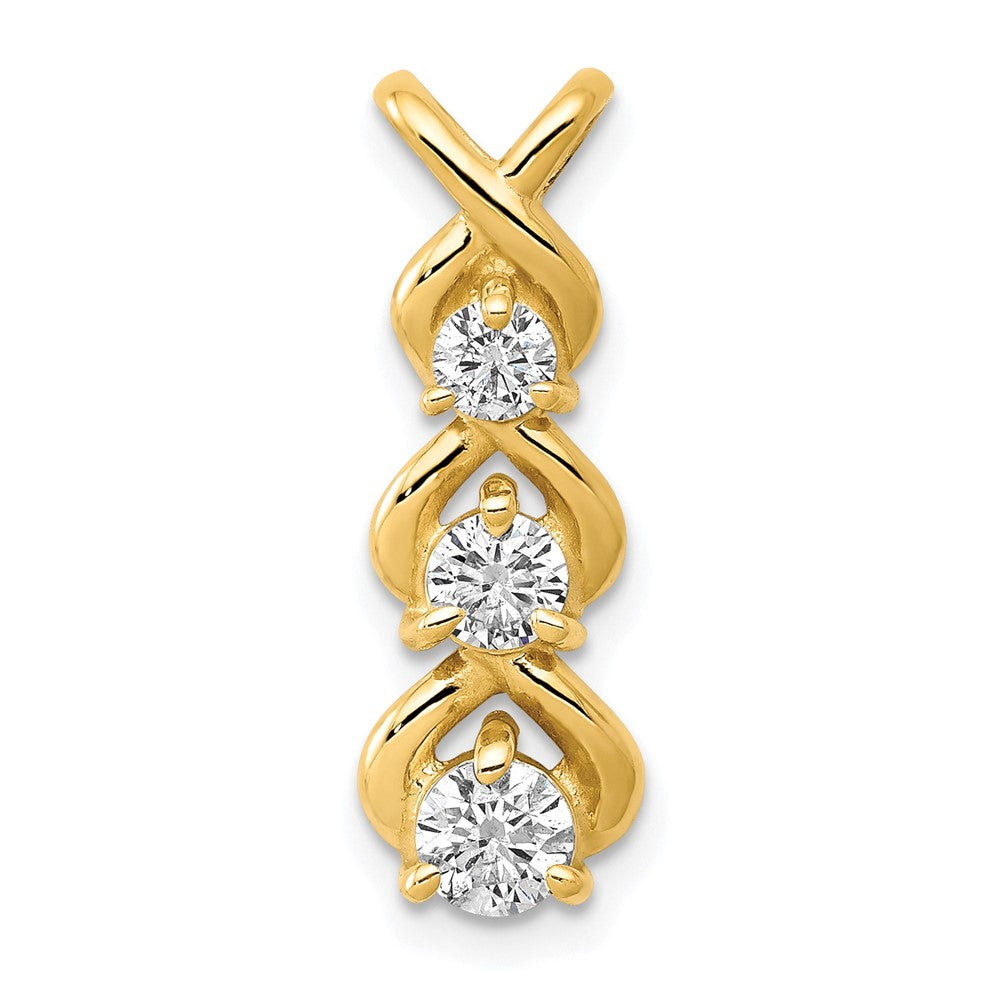 14k Complete 1/2 carat Three-stone VS Diamond Criss-Cross Chain Slide
