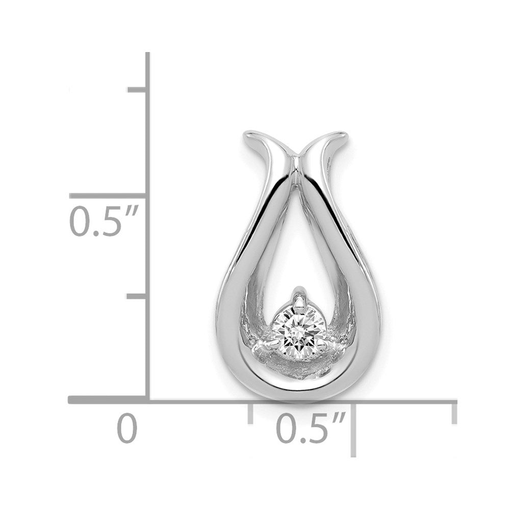 14k White Gold Complete 3.4mm A Diamond Teardrop-Shape Chain Slide