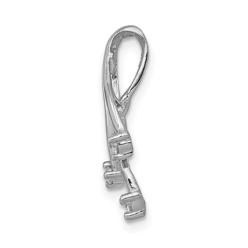 14k White Gold Complete 3-1.6mm AA Diamond Twisted Chain Slide