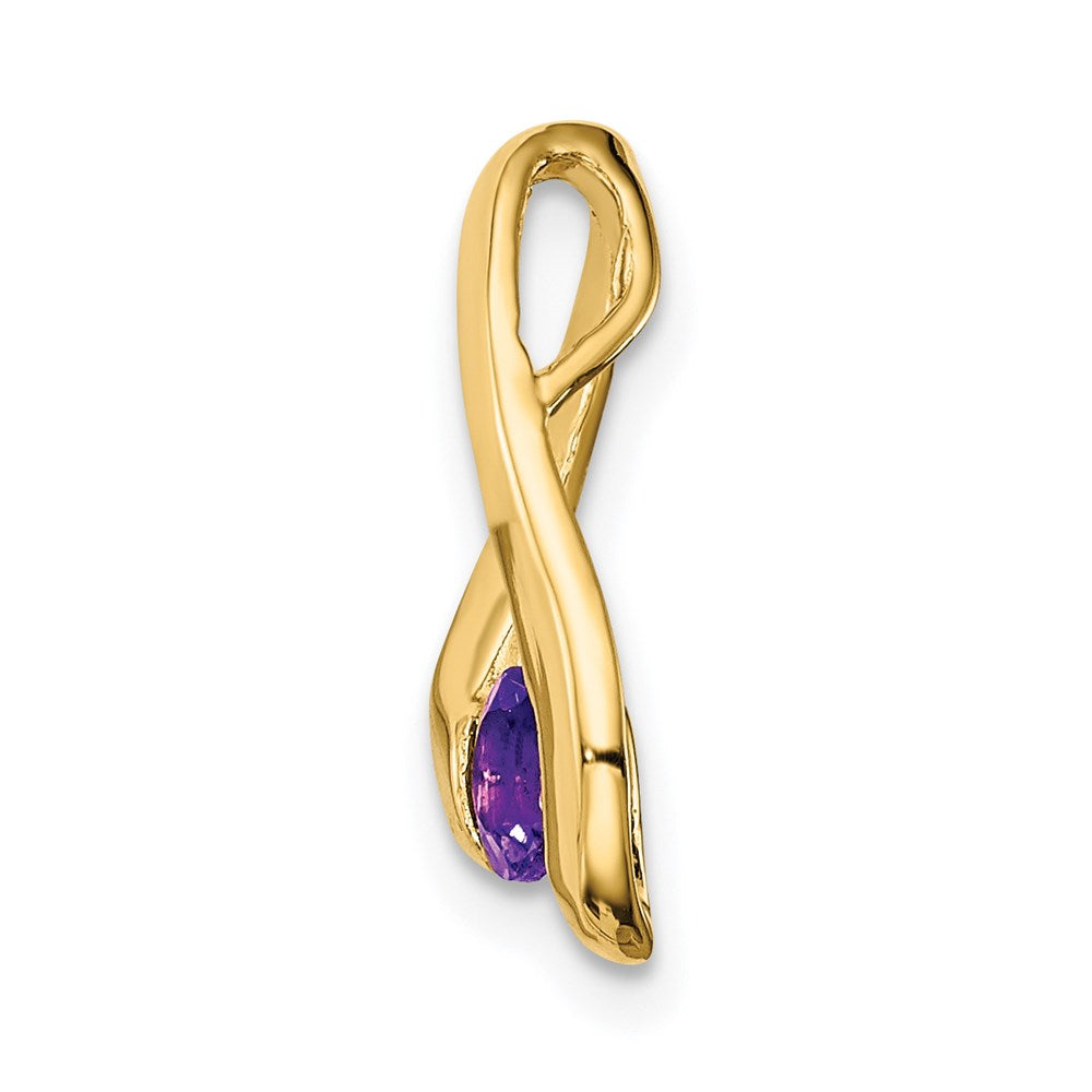14k 4mm Round Amethyst Chain Slide