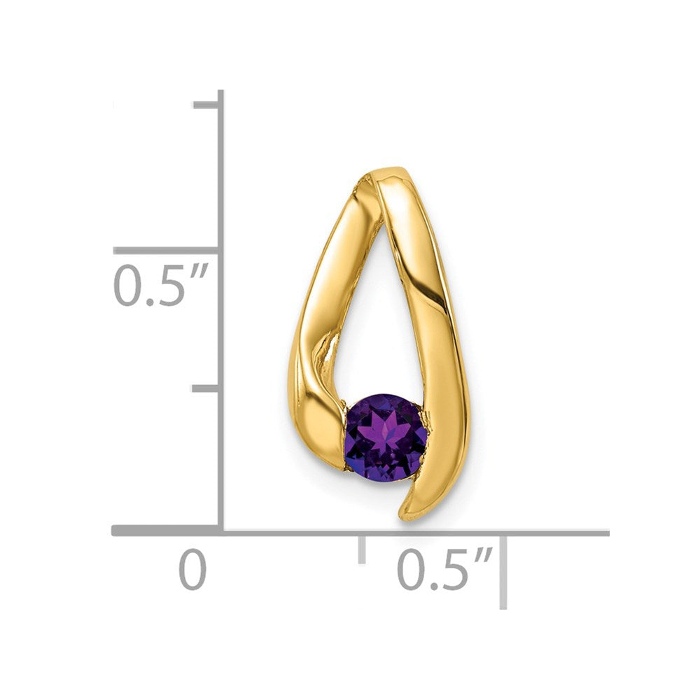 14k 4mm Round Amethyst Chain Slide