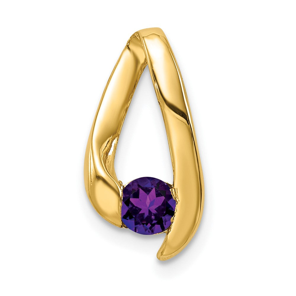 14k 4mm Round Amethyst Chain Slide