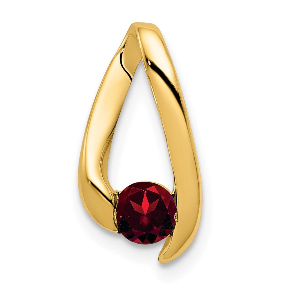 14k 4mm Round Garnet Chain Slide