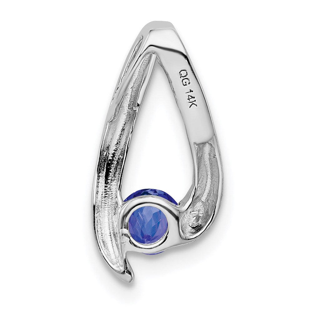 14k White Gold 4mm Round Tanzanite Chain Slide