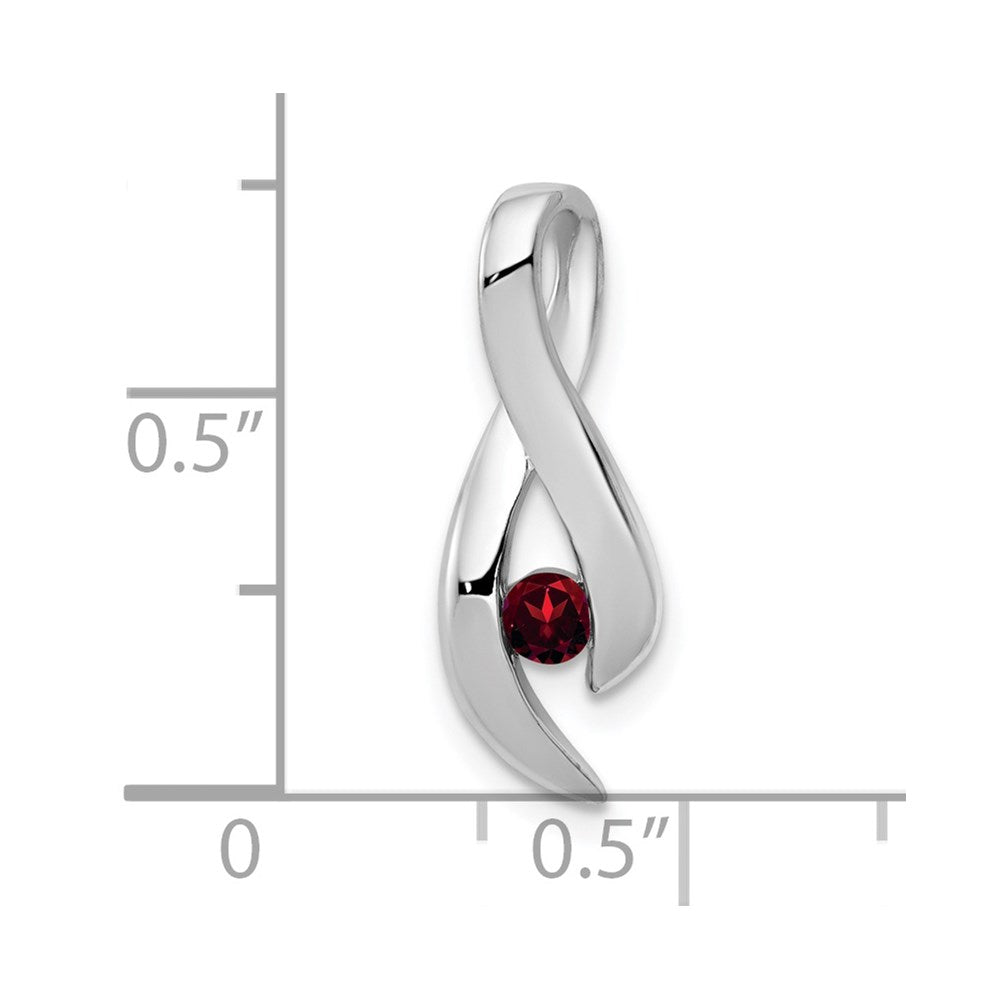 14k White Gold 3mm Garnet Ribbon Pendant Fits up to 4mm Fancy Omega Only