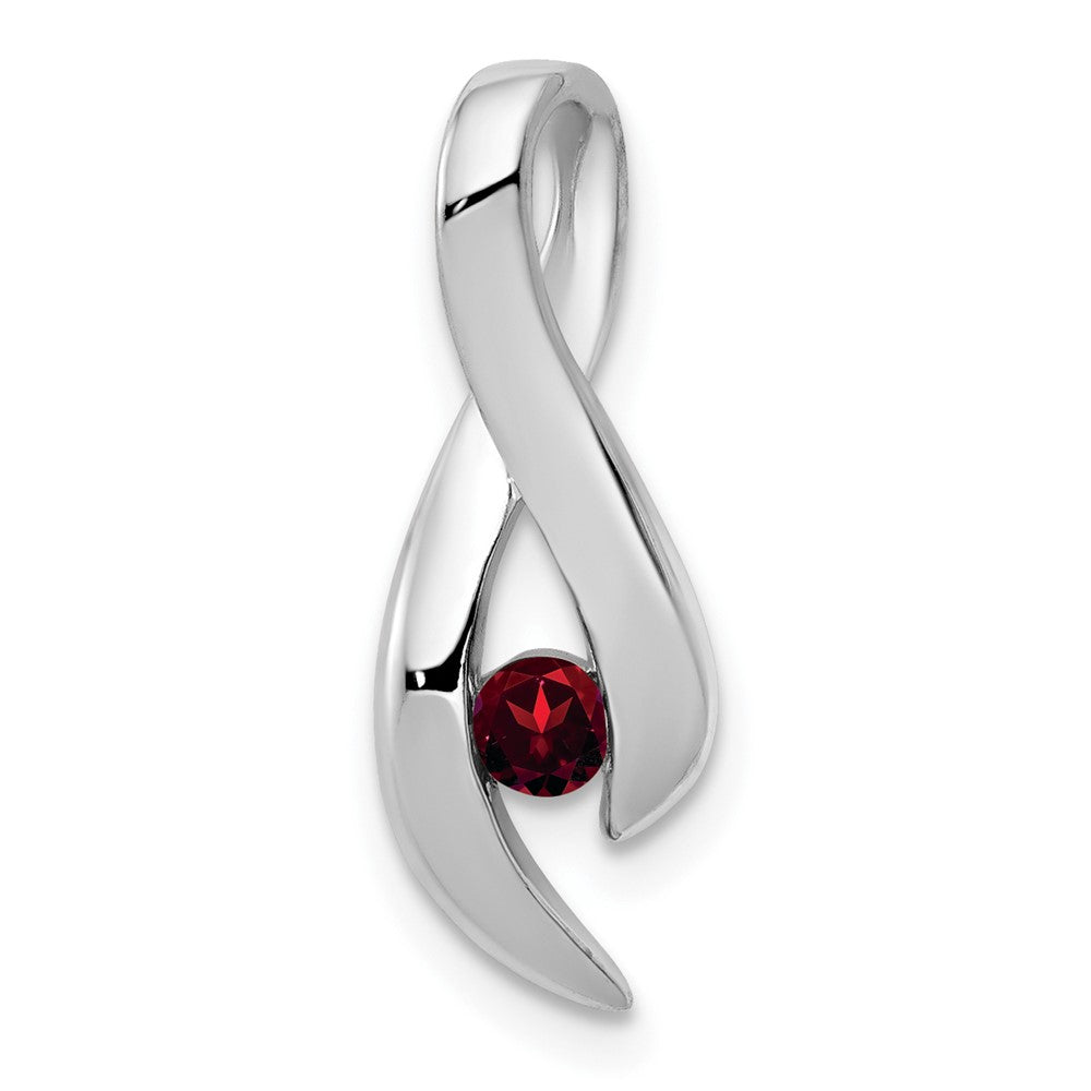 14k White Gold 3mm Garnet Ribbon Pendant Fits up to 4mm Fancy Omega Only