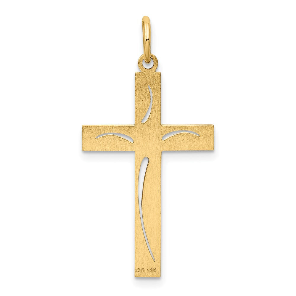 14K Laser Designed Cut-out Cross Charm