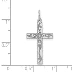 14K White Gold Laser Designed Floral Cross Charm