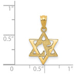 14k Polished and Textured Star of David Pendant
